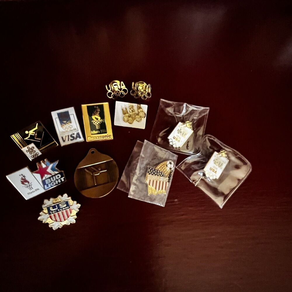 12pc Lot Vintage Olympics Pins 1 Medal